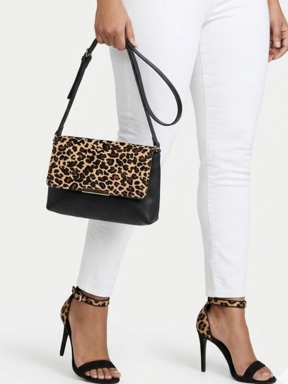 Talbots Leopard Print and Black Shoulder Bag